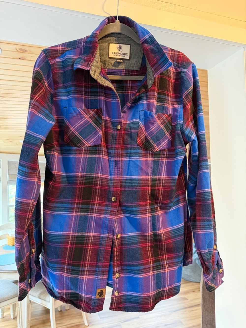 Legendary Whitetails Blue and Pink Plaid Flannel Shirt